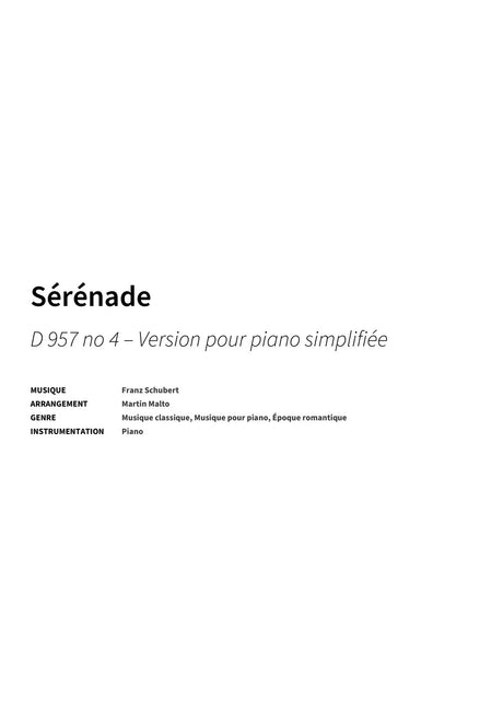 Sérénade - Title Page
