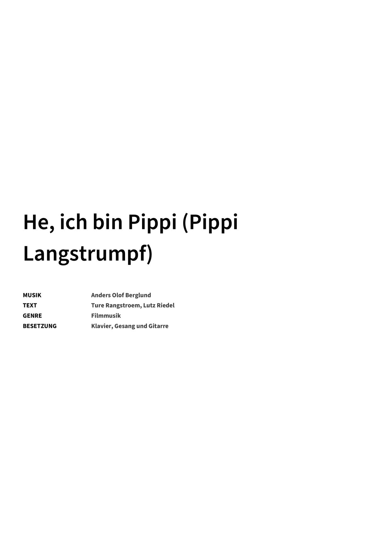 He, ich bin Pippi (Pippi Langstrumpf) - Title Page