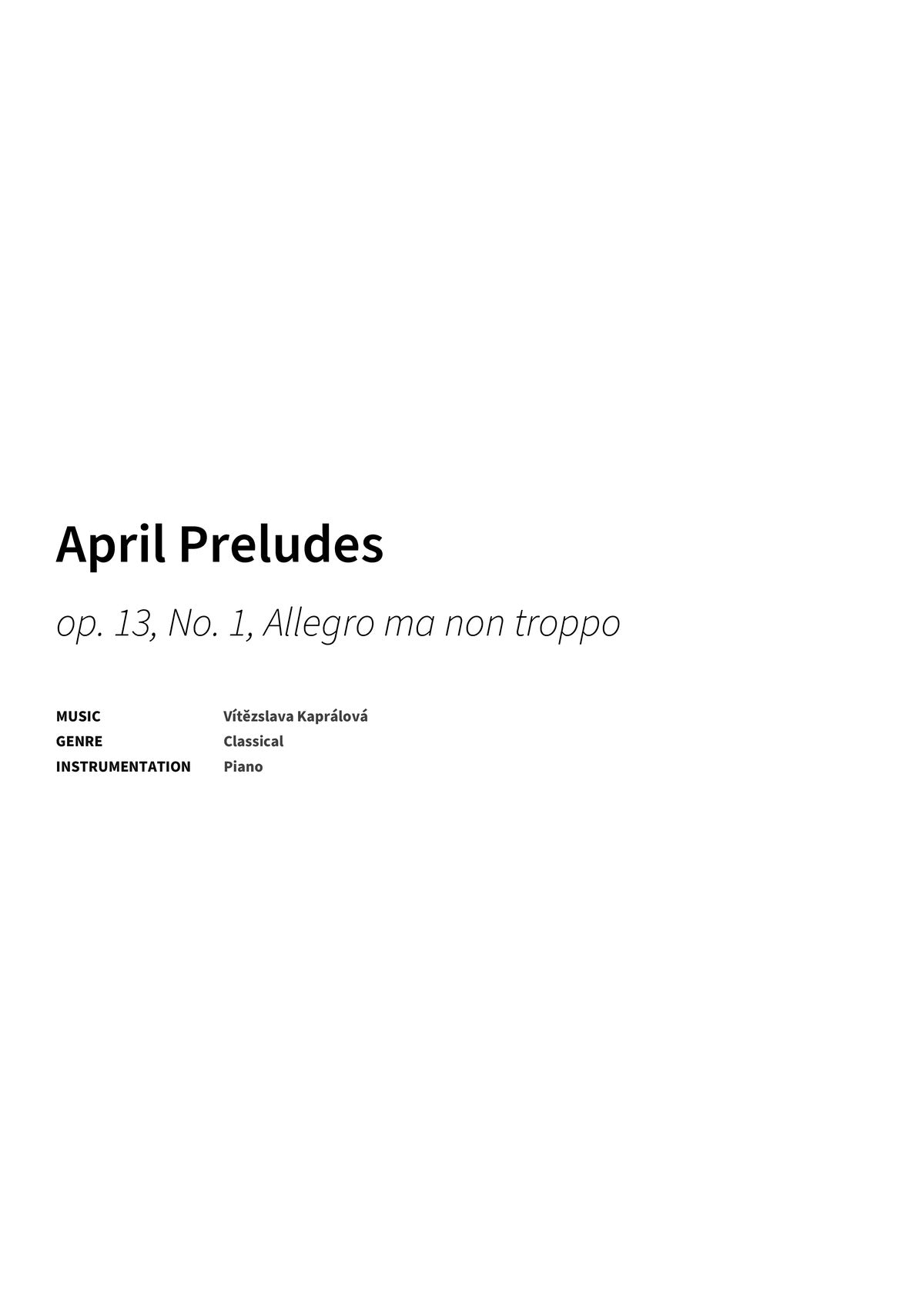 April Preludes - Title Page