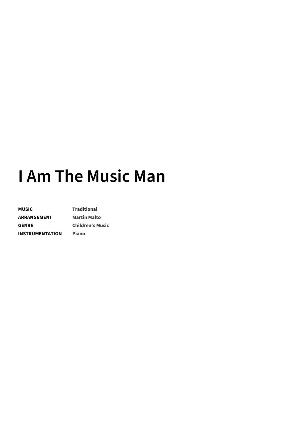 I Am The Music Man - Title Page