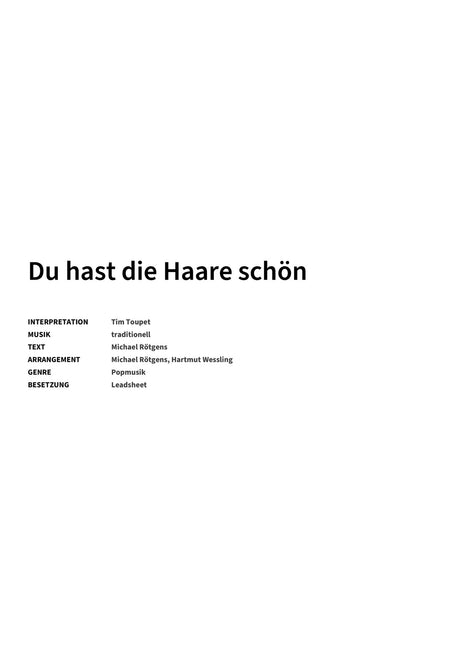 Du hast die Haare schön - Title Page