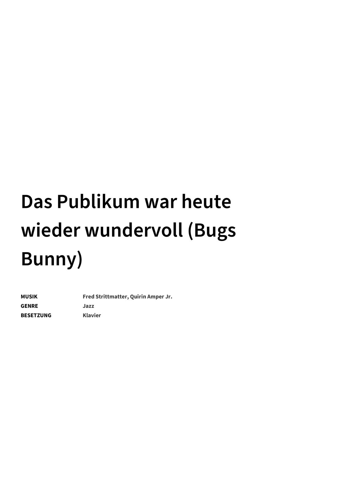 Das Publikum war heute wieder wundervoll (Bugs Bunny) - Title Page