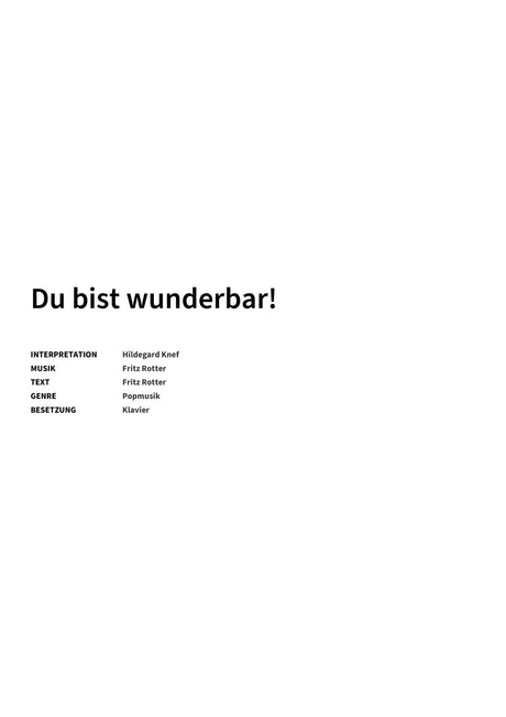 Du bist wunderbar! - Title Page