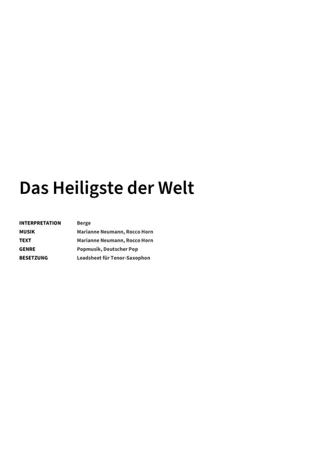 Das Heiligste der Welt - Title Page