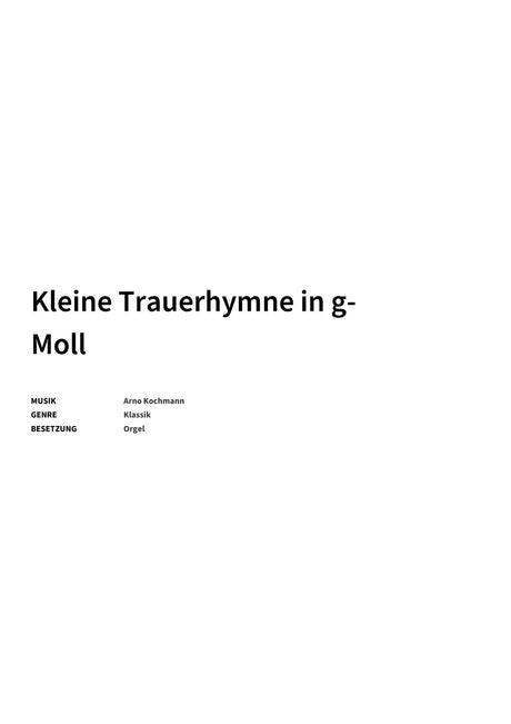 Kleine Trauerhymne in g-Moll - Title Page
