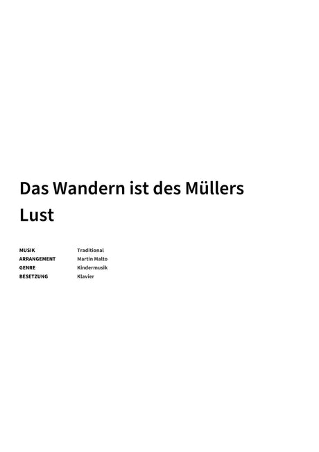 Das Wandern ist des Müllers Lust - Title Page