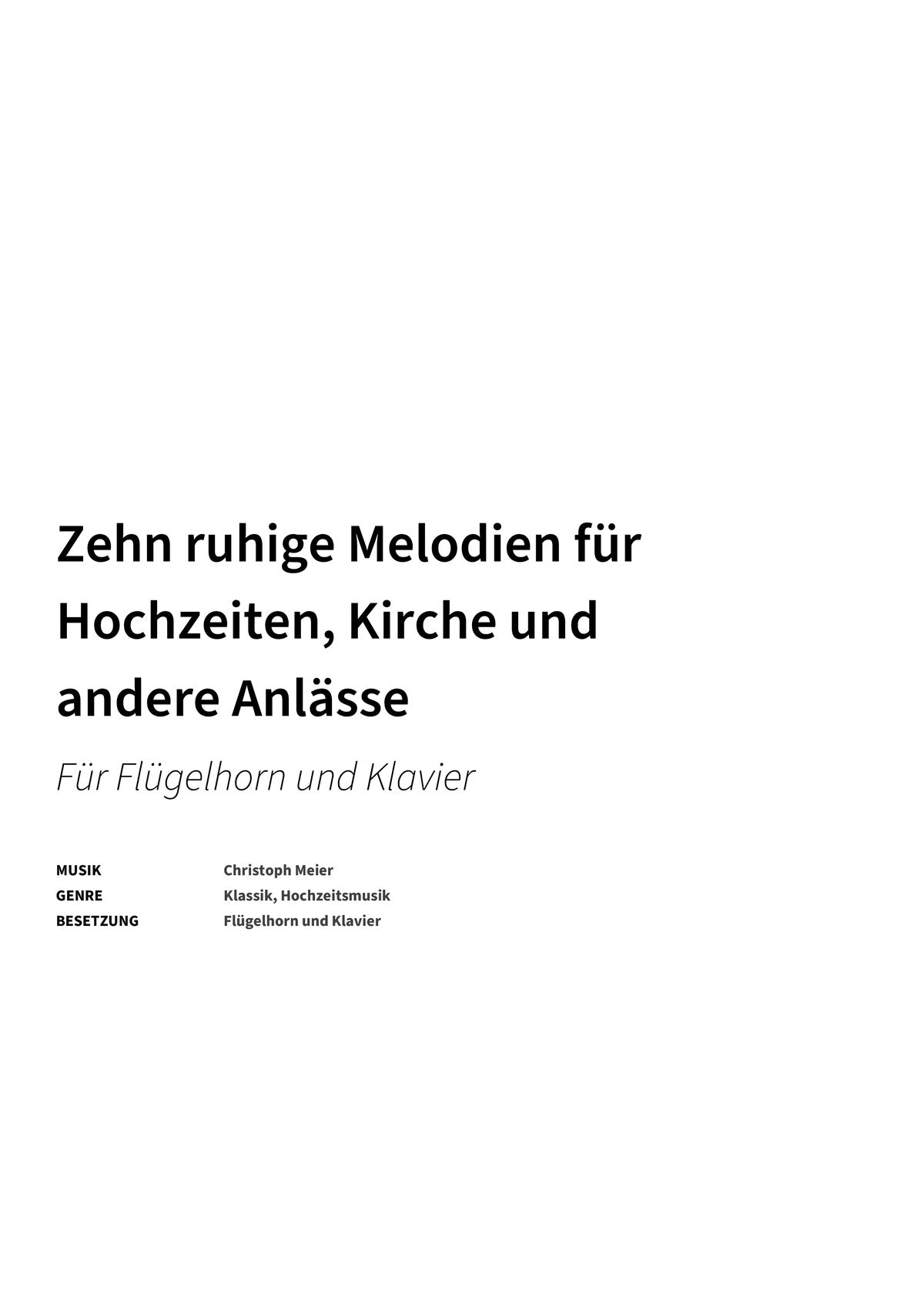 Zehn ruhige Melodien für Hochzeiten, Kirche und andere Anlässe - Title Page