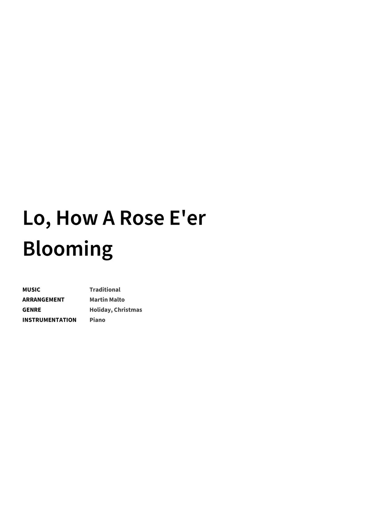 Lo, How A Rose E'er Blooming - Title Page