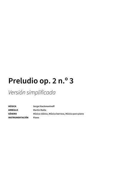 Preludio op. 2 n.º 3 - Title Page