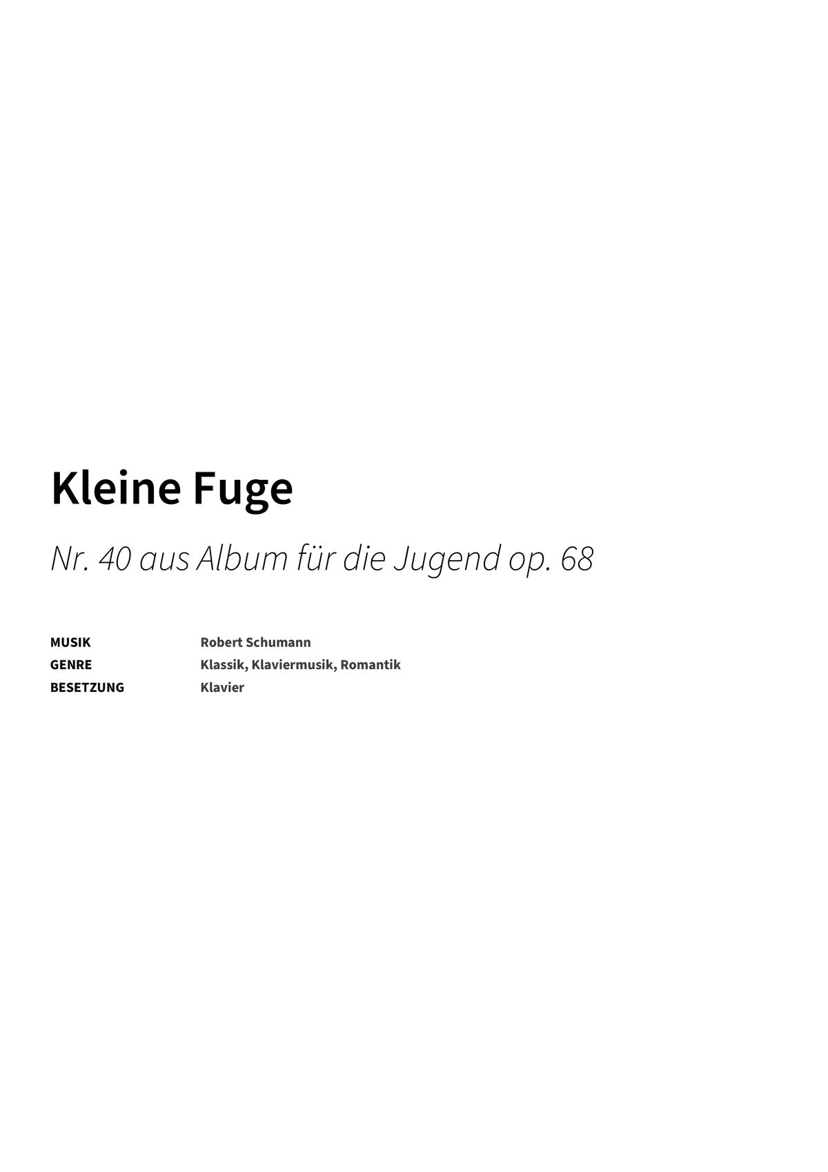 Kleine Fuge - Title Page