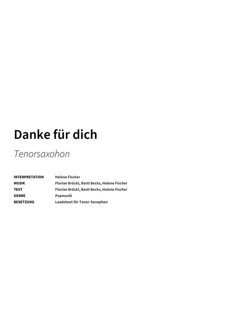 Danke für dich - Title Page