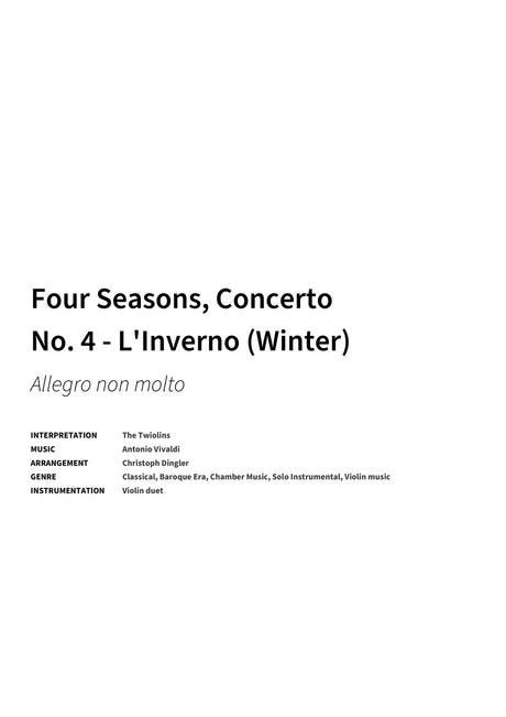 Four Seasons, Concerto No. 4 - L'Inverno (Winter) - Title Page