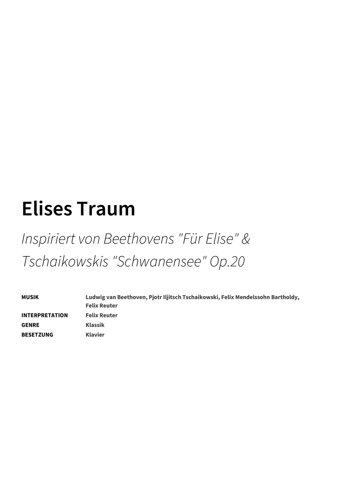 Elises Traum - Title Page