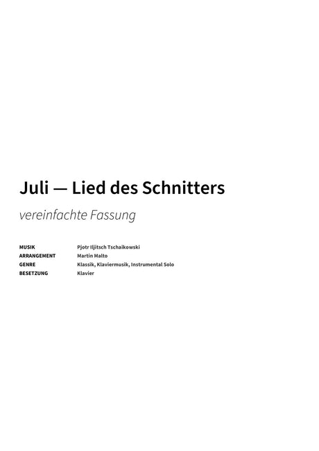 Juli — Lied des Schnitters - Title Page