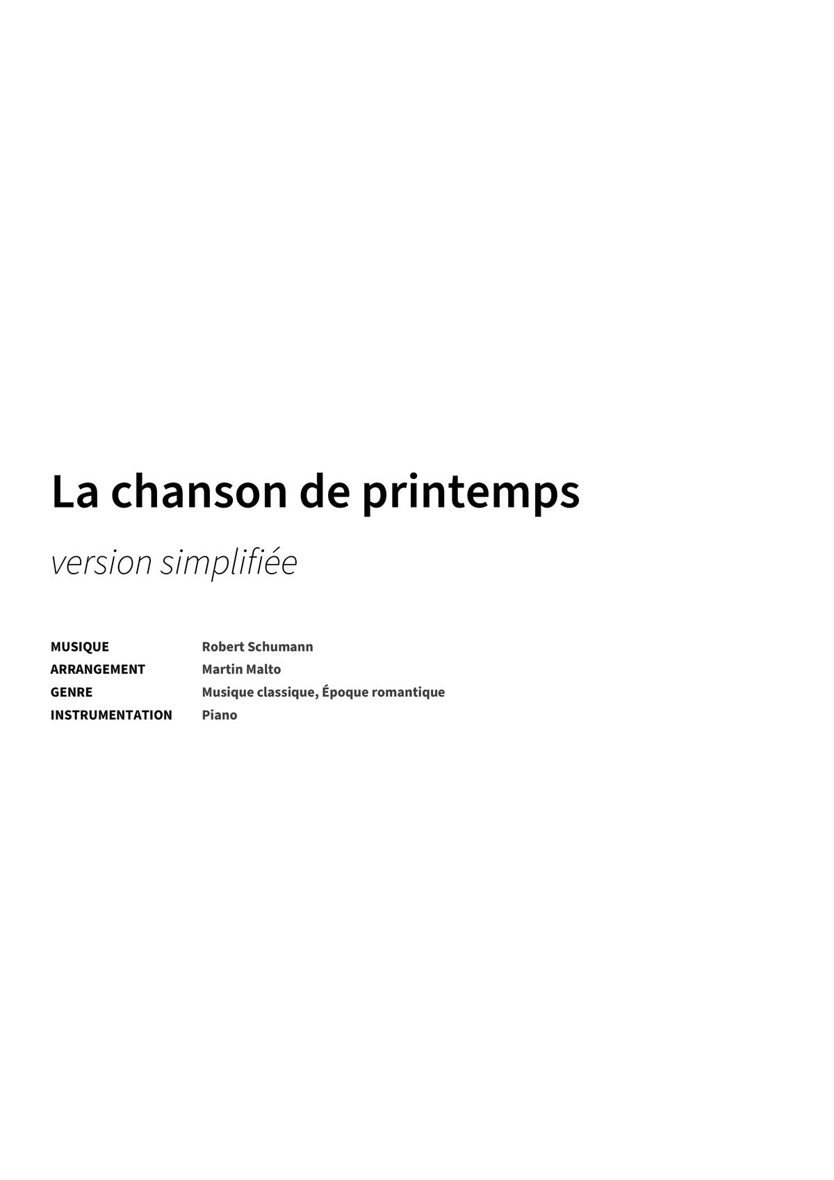 La chanson de printemps - Title Page