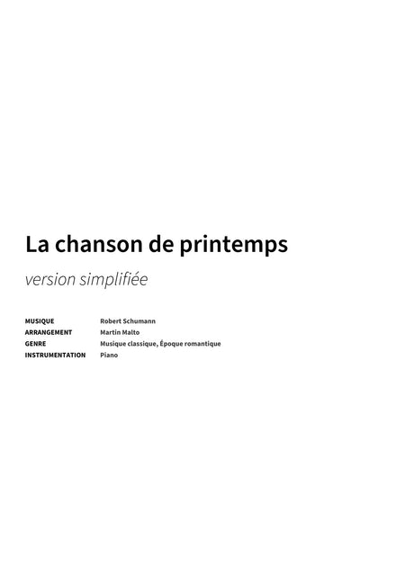 La chanson de printemps - Title Page