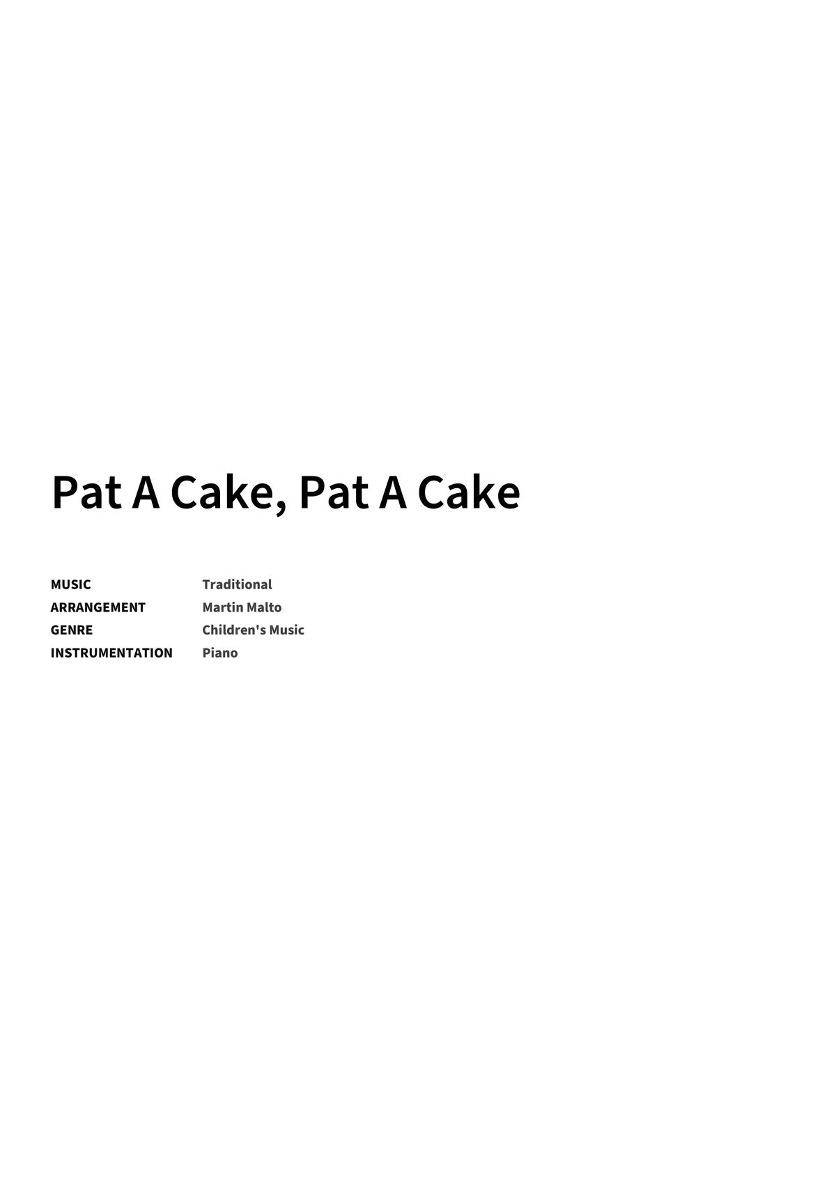 Pat A Cake, Pat A Cake - Title Page
