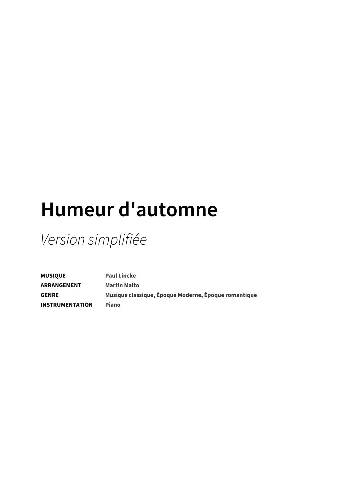Humeur d'automne - Title Page