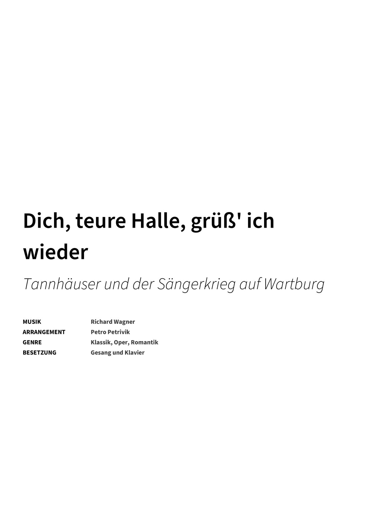 Dich, teure Halle, grüß' ich wieder - Title Page