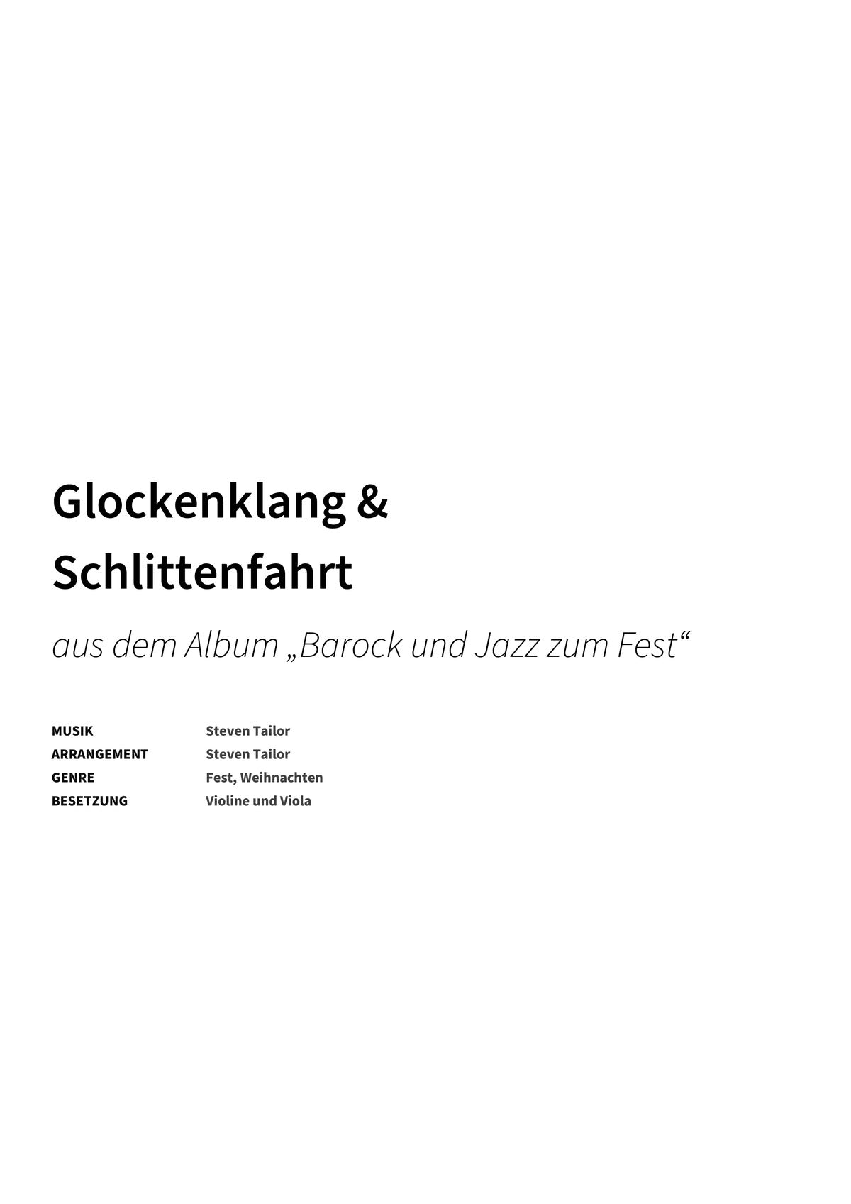 Glockenklang & Schlittenfahrt - Title Page