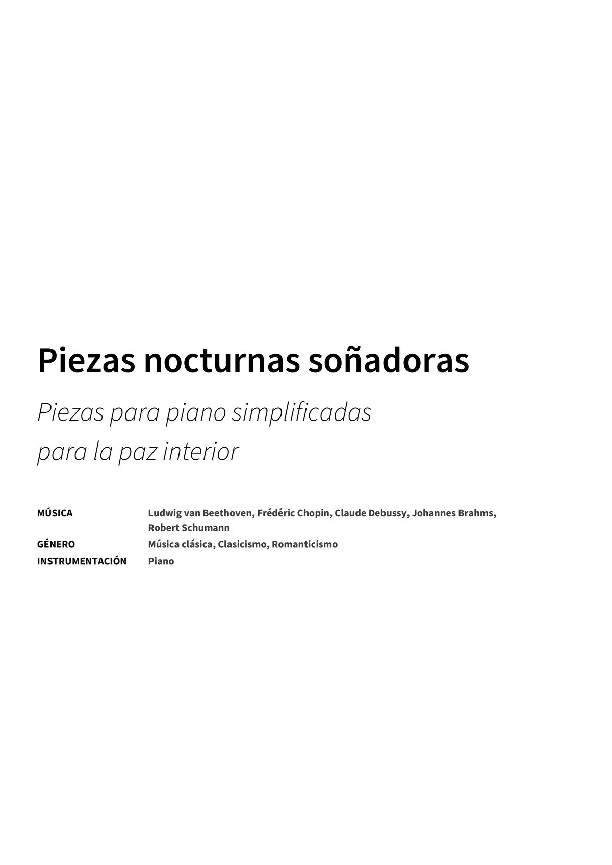 Piezas nocturnas soñadoras - Title Page