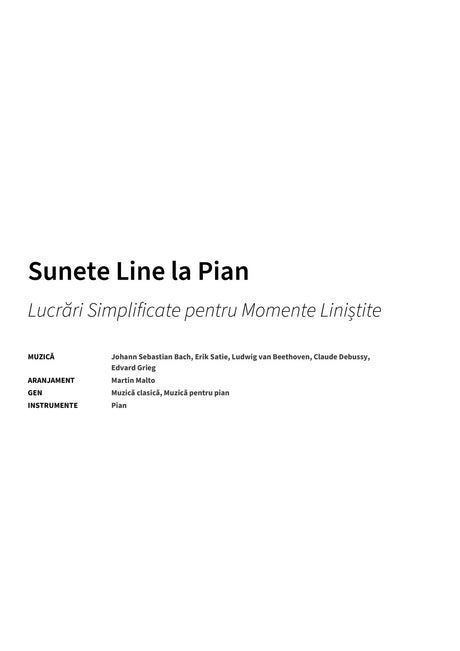 Sunete Line la Pian - Title Page