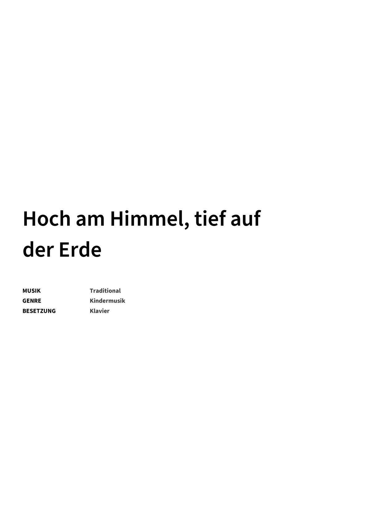 Hoch am Himmel, tief auf der Erde - Title Page