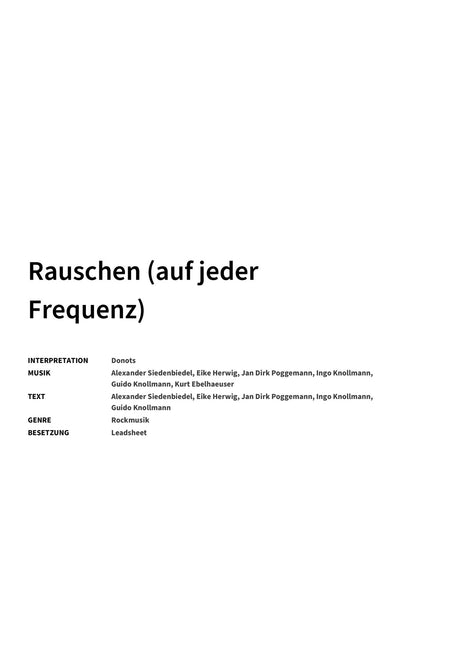 Rauschen (auf jeder Frequenz) - Title Page