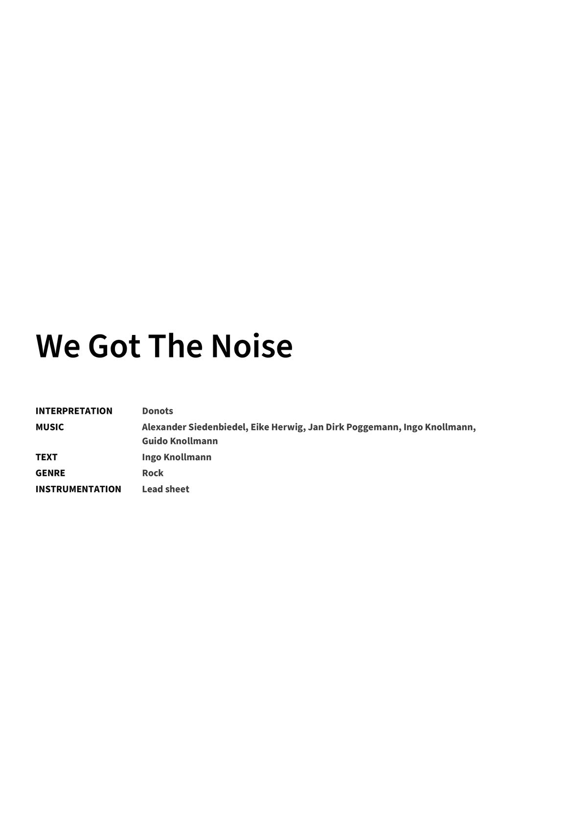 We Got The Noise - Title Page