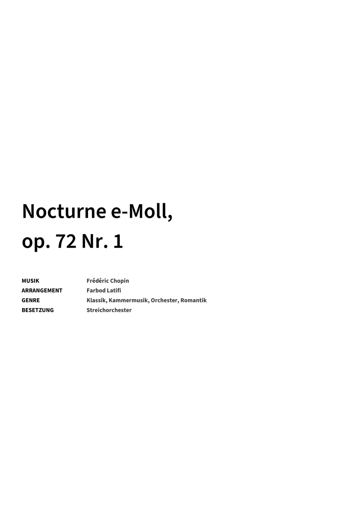 Nocturne e-Moll, op. 72 Nr. 1 - Title Page