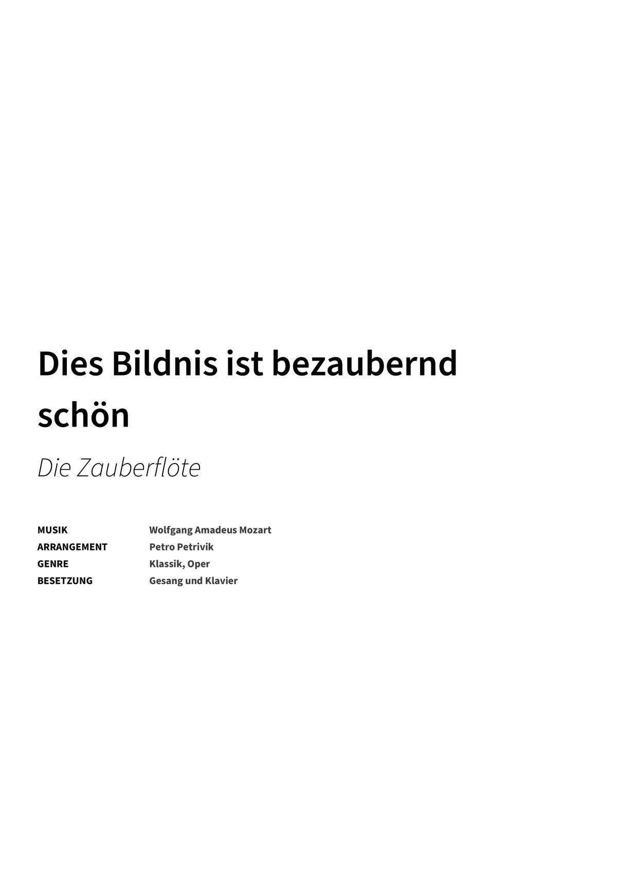 Dies Bildnis ist bezaubernd schön - Title Page