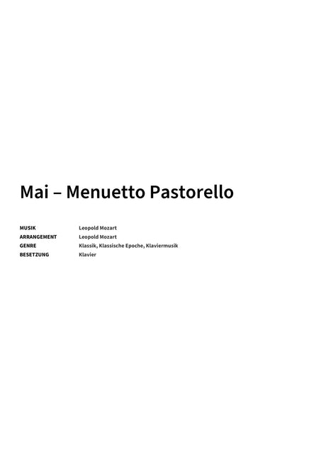Mai – Menuetto Pastorello - Title Page