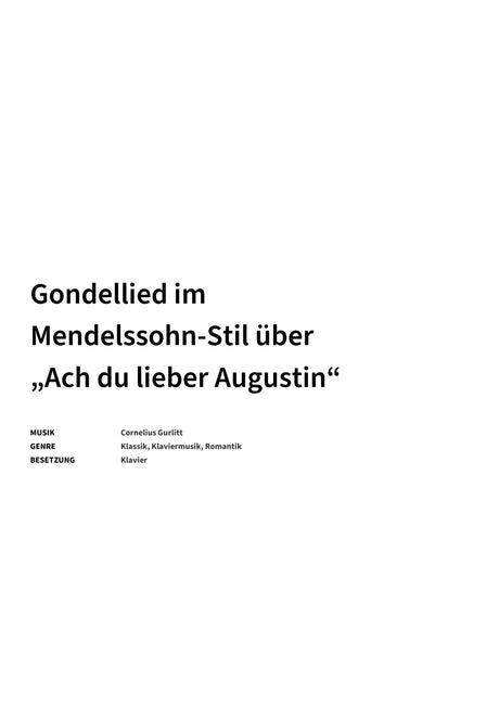 Gondellied im Mendelssohn-Stil über „Ach du lieber Augustin“ - Title Page