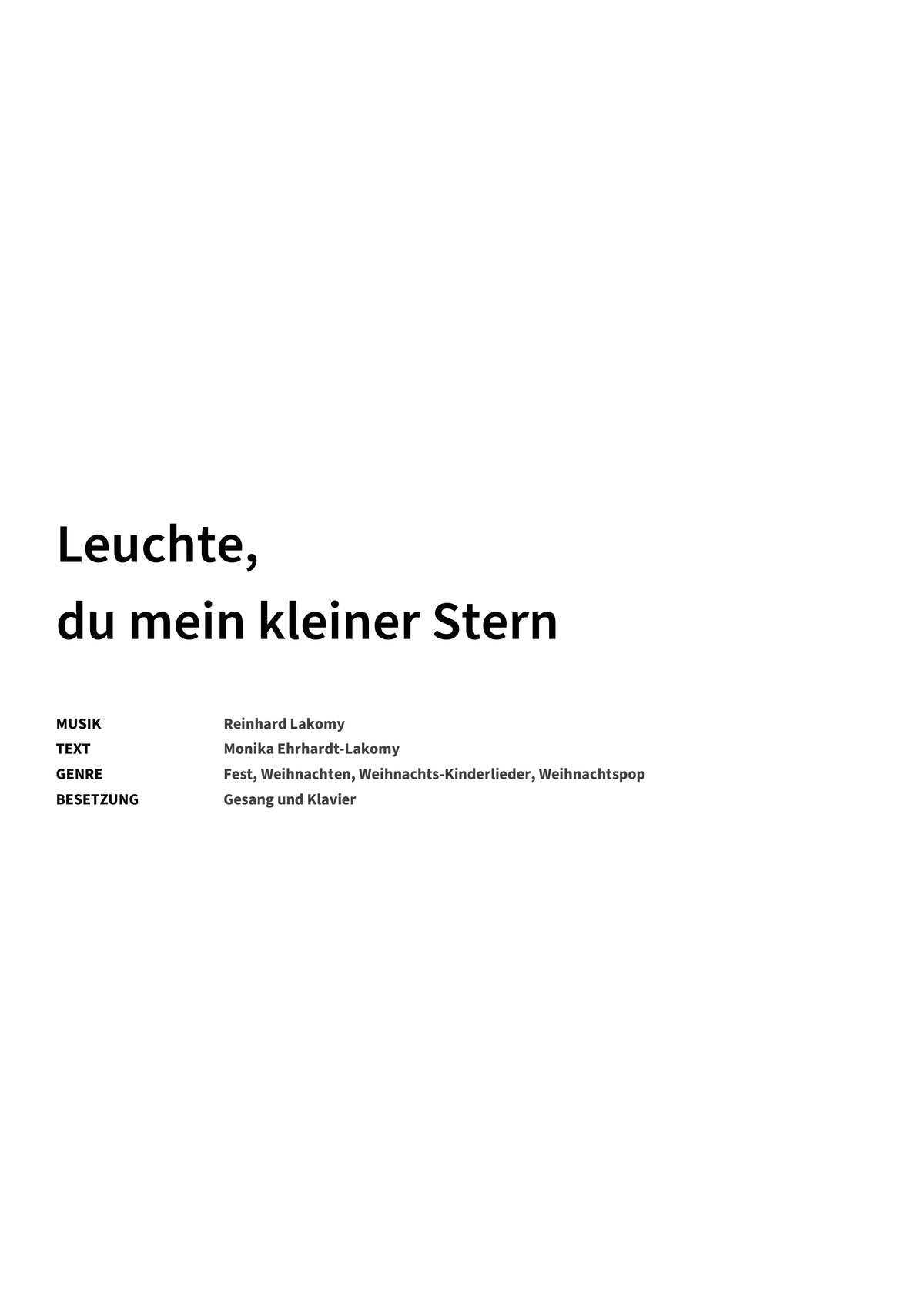 Leuchte, du mein kleiner Stern - Title Page