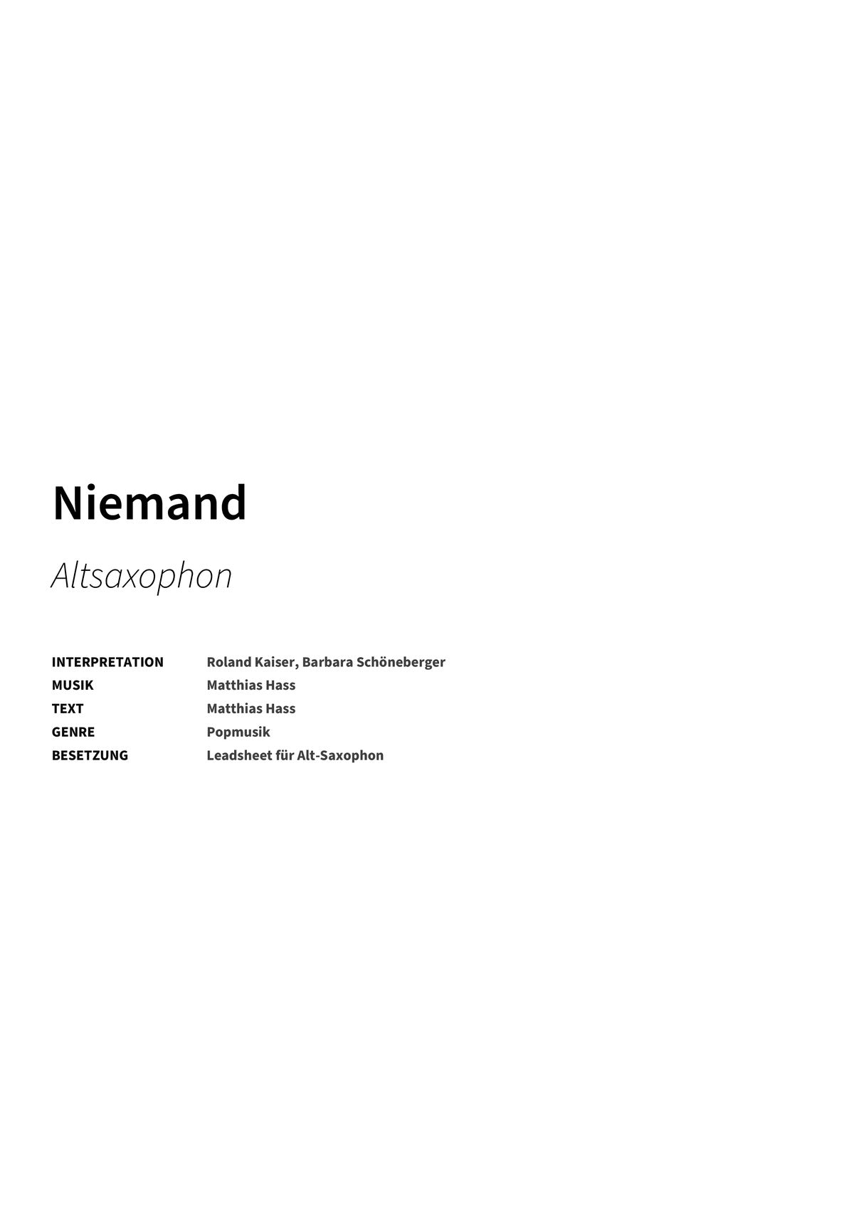 Niemand - Title Page