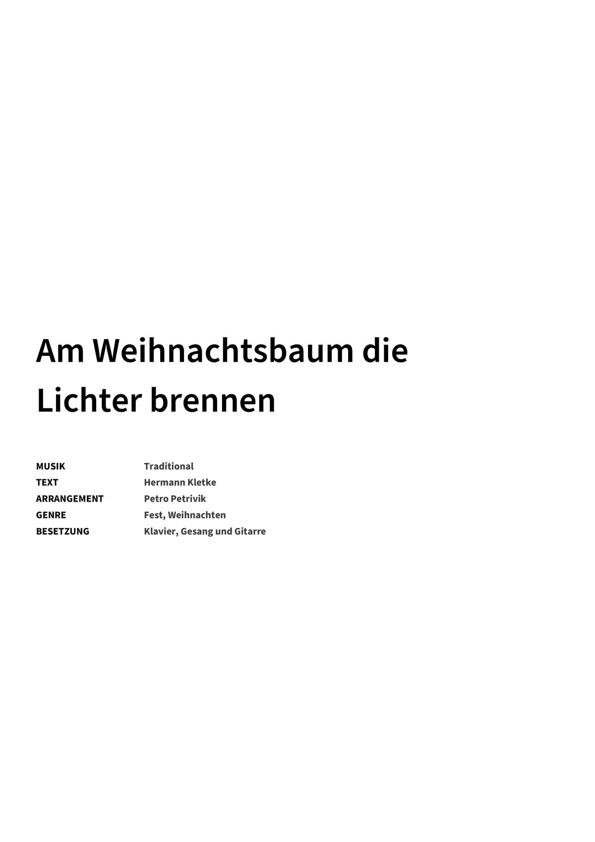 Am Weihnachtsbaum die Lichter brennen - Title Page