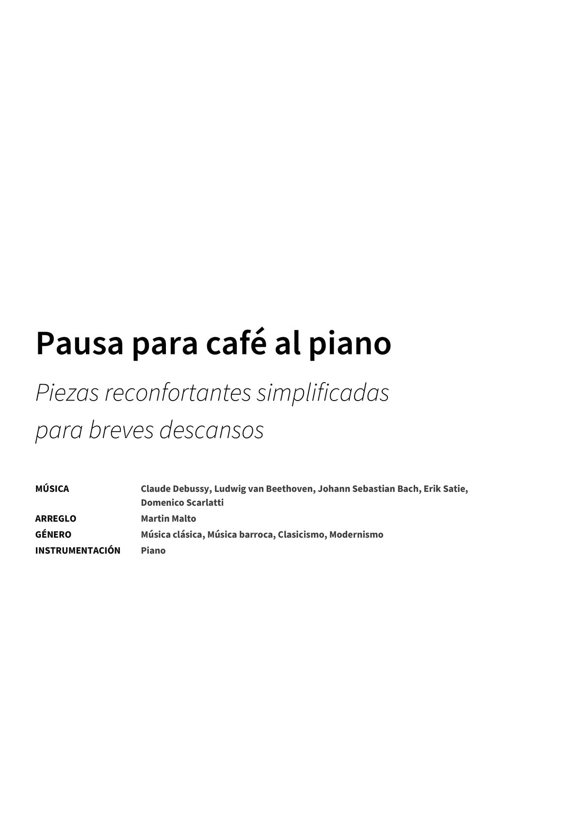 Pausa para café al piano - Title Page
