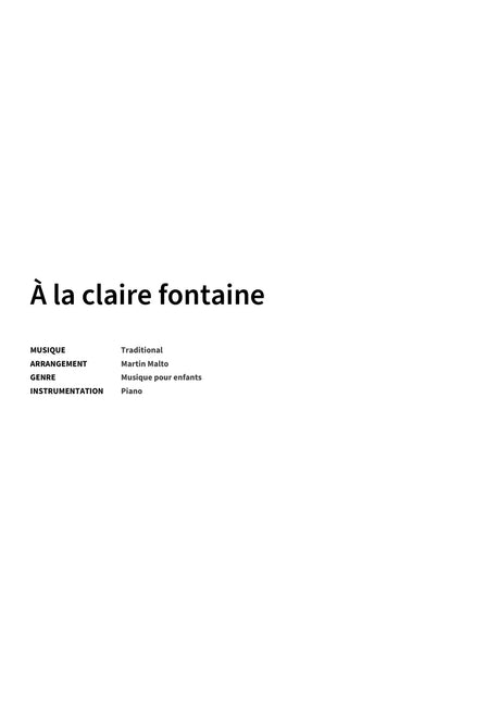 À la claire fontaine - Title Page