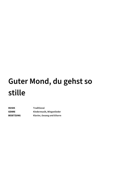 Guter Mond, du gehst so stille - Title Page
