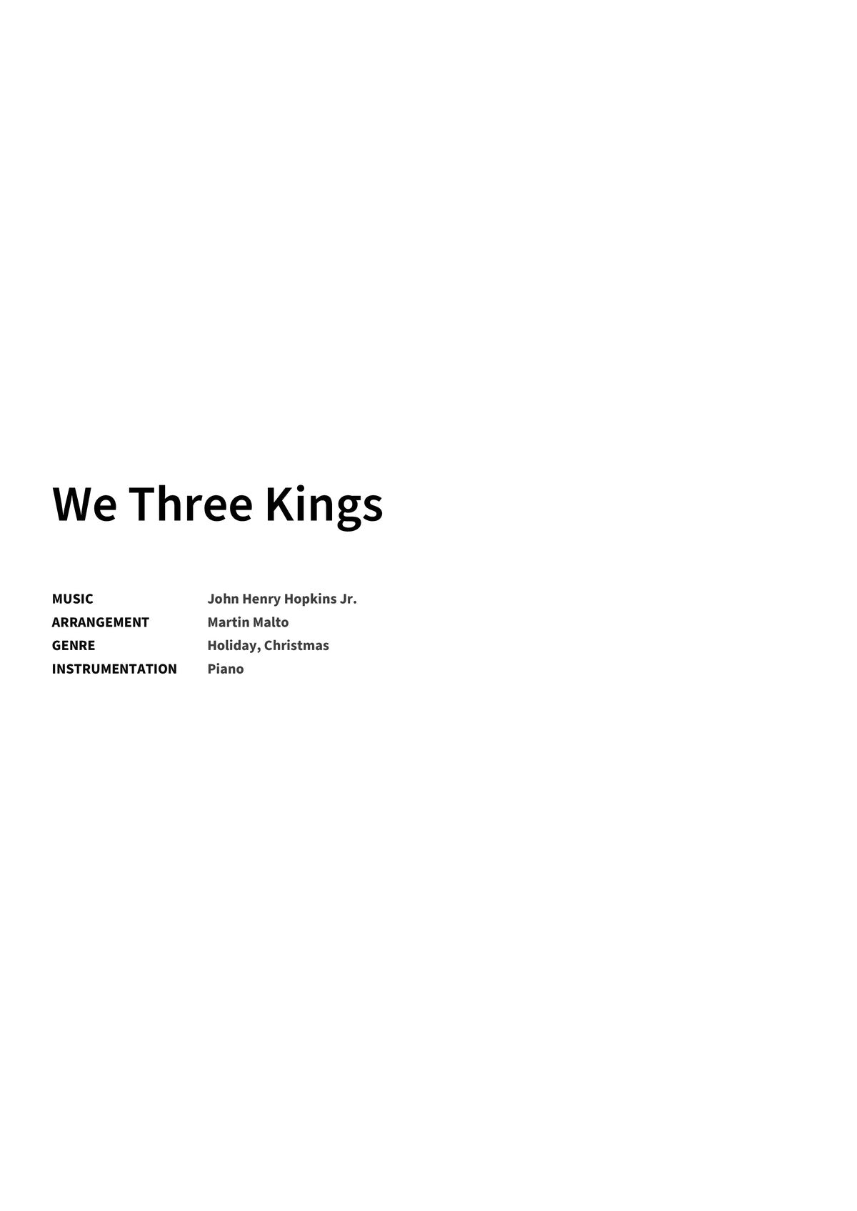 We Three Kings - Title Page