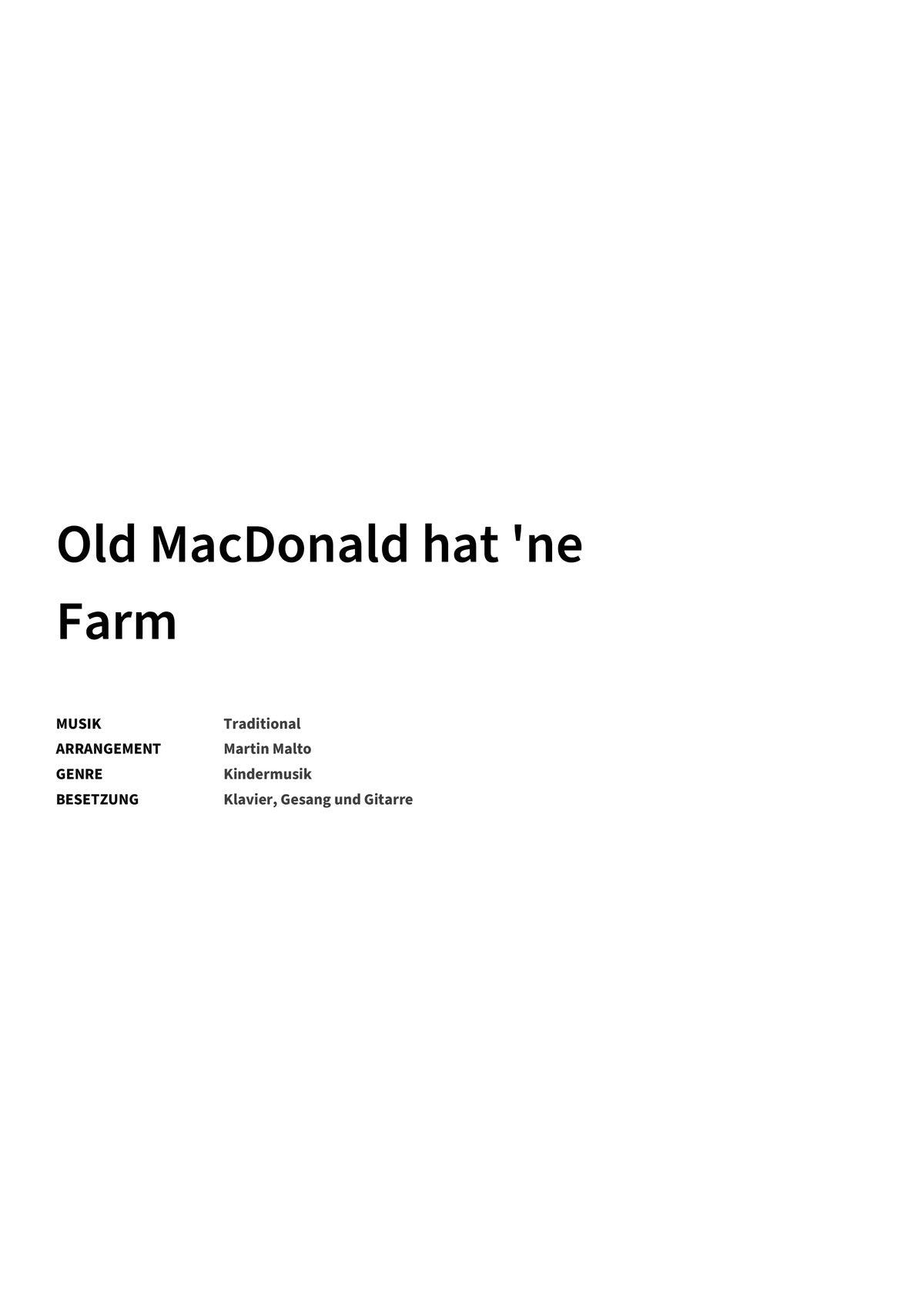 Old MacDonald hat 'ne Farm - Title Page