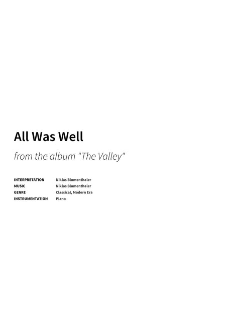 All Was Well - Title Page