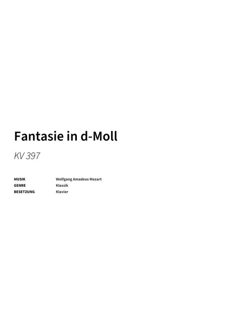 Fantasie in d-Moll - Title Page