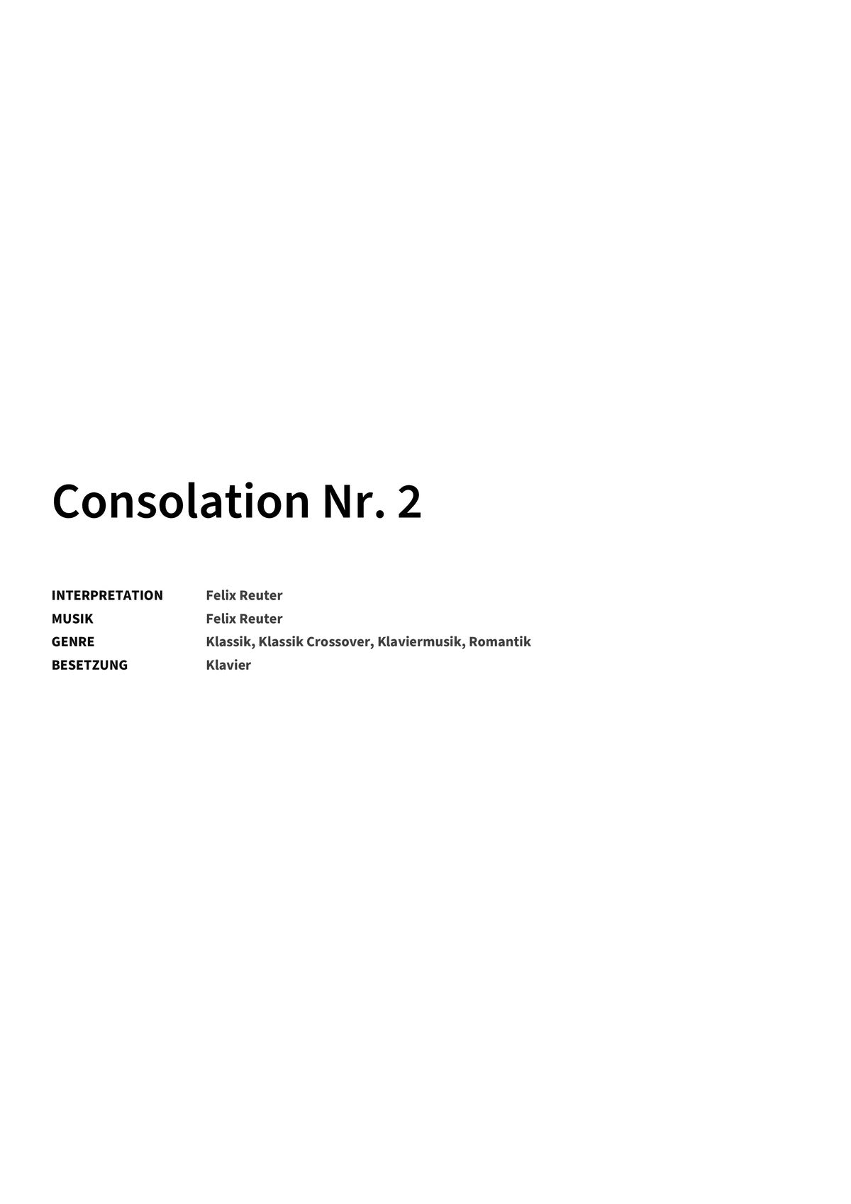 Consolation Nr. 2 - Title Page