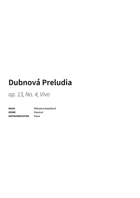 Dubnová Preludia - Title Page