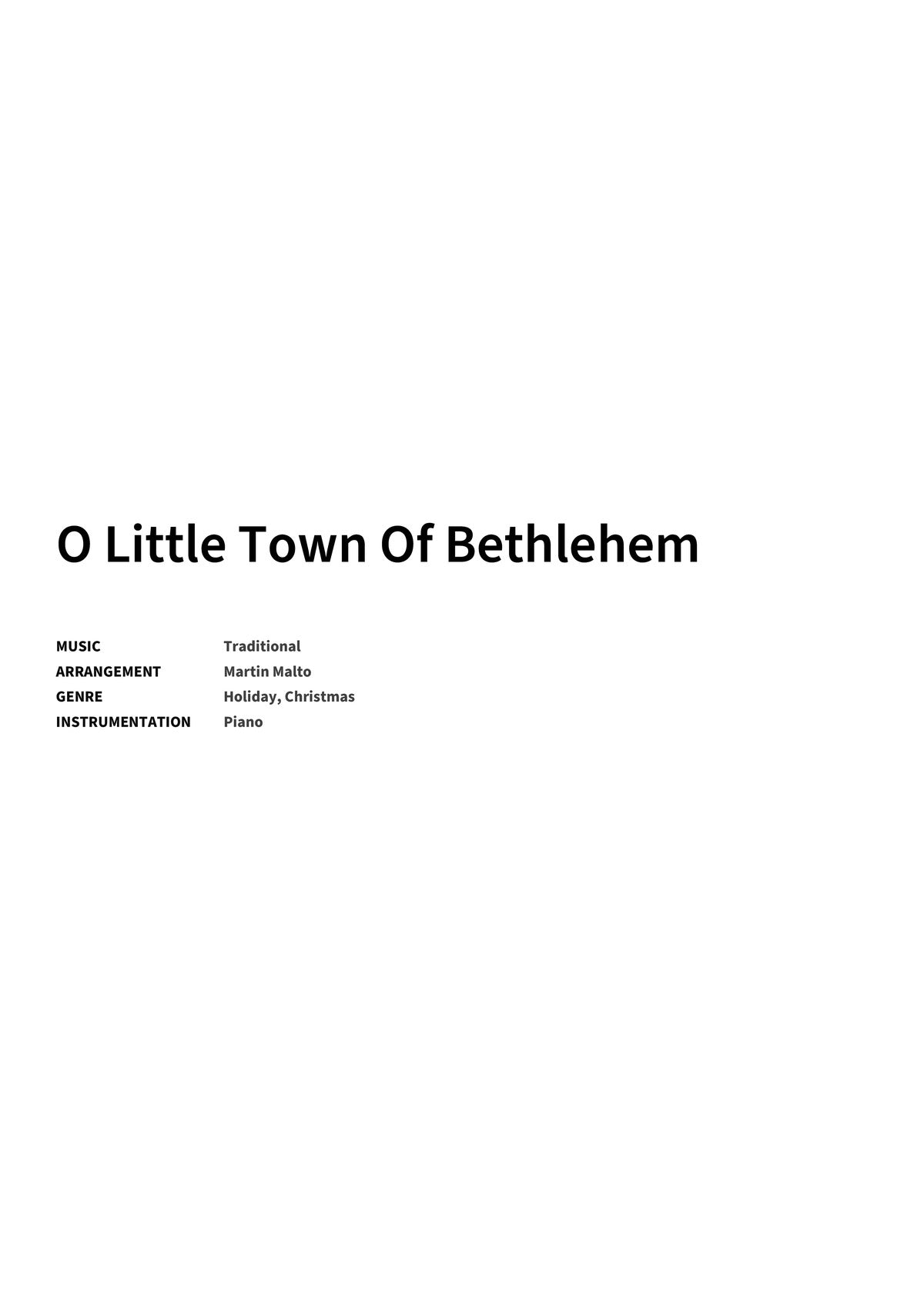 O Little Town Of Bethlehem - Title Page