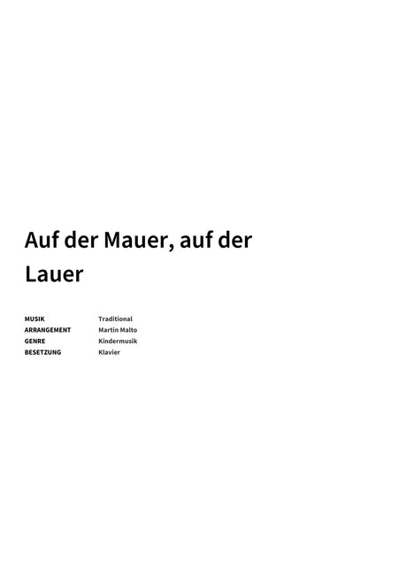 Auf der Mauer, auf der Lauer - Title Page