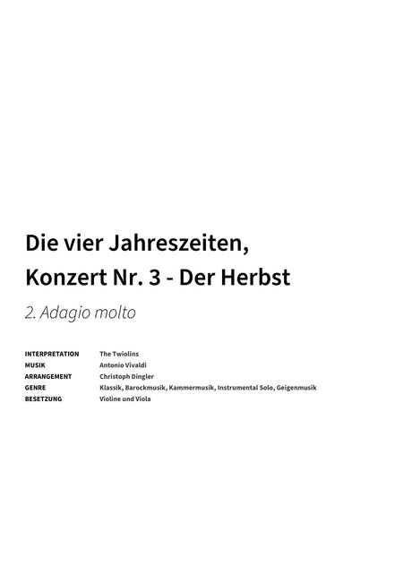 Die vier Jahreszeiten, Konzert Nr. 3 - Der Herbst - Title Page