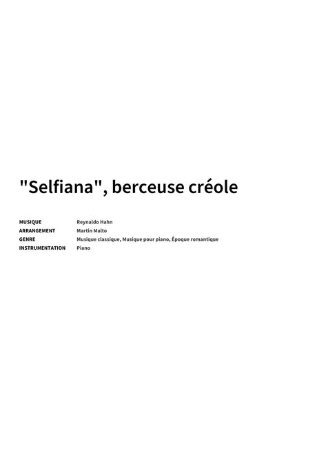 "Selfiana", berceuse créole - Title Page