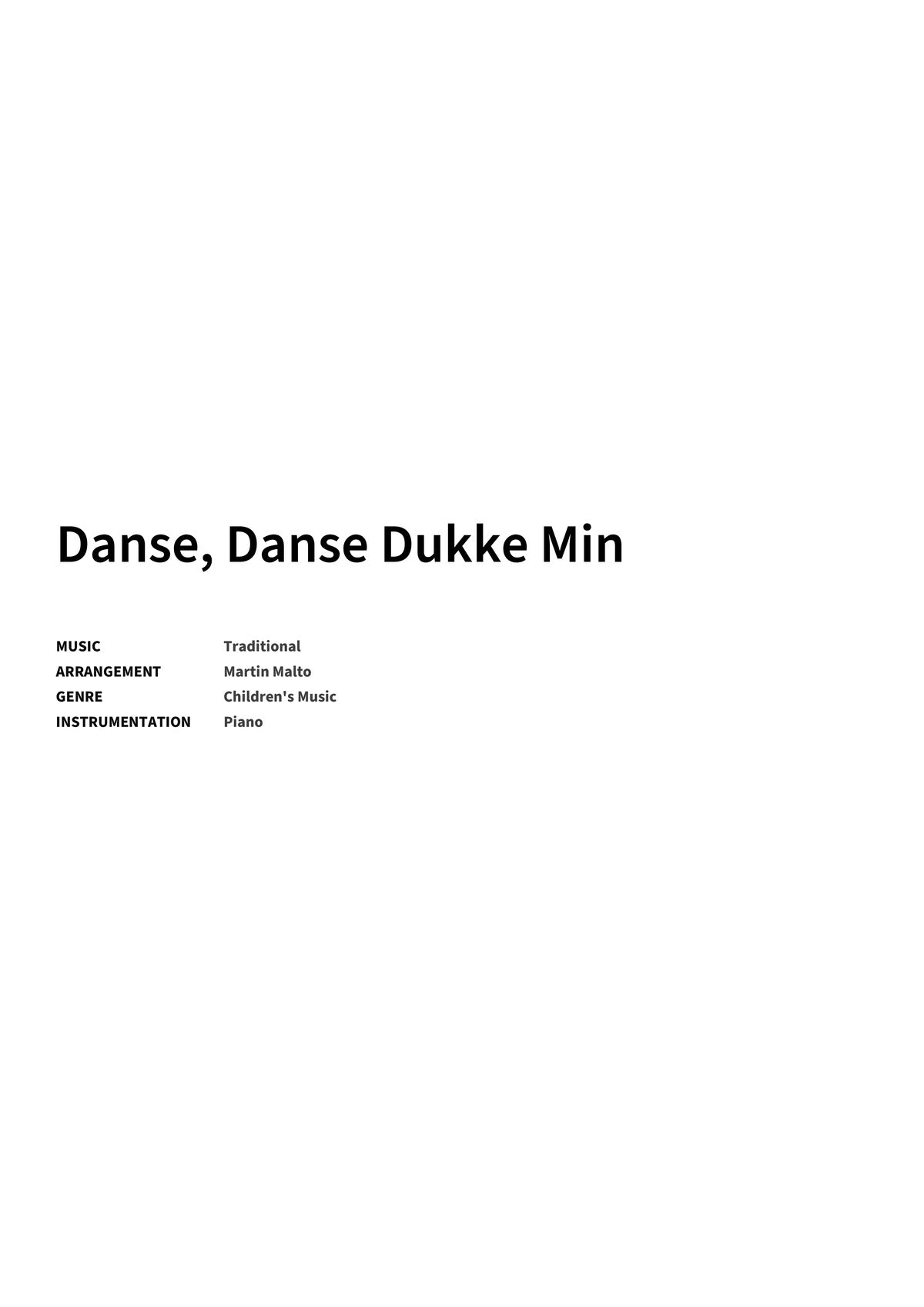 Danse, Danse Dukke Min - Title Page